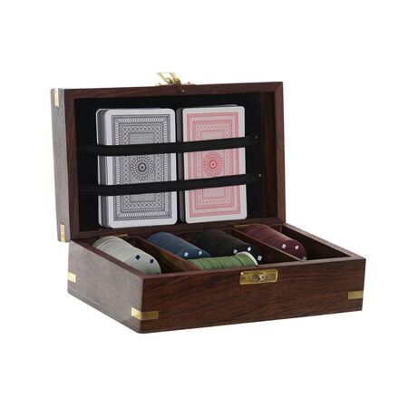 ΠΑΙΧΝΙΔΙ ΣΕΤ ΚΑΣΕΤΙΝΑ ΠΟΚΕΡ 19X11,5X6,5 POKER BROWN