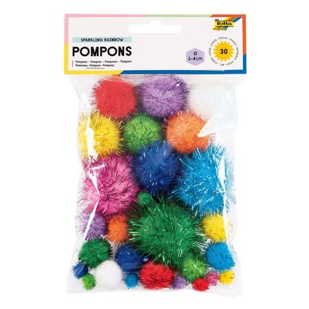 ΠΟΜΠΟΜ SPARKLIN RAINBOW 30ΤΕΜ ΔΙΑΦΟΡΑ ΜΕΓΕΘΗ -ΧΡΩΜΑΤΑ FOLIA