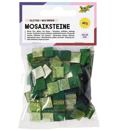 ΨΗΦΙΔΕΣ ΜΩΣΑΪΚΑ ΠΛΑΚΑΚΙΑ GLITTER MIX, 45G, 10X10MM, 190 ΤΕΜΑΧΙΑ, ΠΡΑΣΙΝΟ