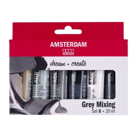 ΣΕΤ ΑΚΡΥΛΙΚΑ AMSTERDAM 6X20 ML GREY MIXING