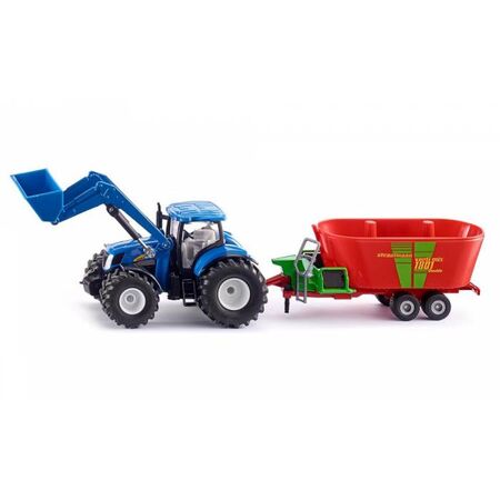 Siku Τρακτέρ New Holland Με Φορτωτή Και Αναμικτήρα Τροφής Strautmann 1:50