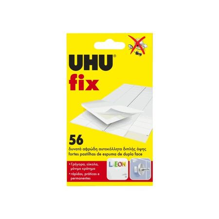 UHU Fix Αυτοκόλλητα Διπλής Όψης Pads 56 Τεμ.