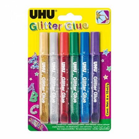 UHU Glitter Glue Κόλλα 10ml 6 Τεμ. Original