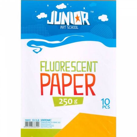 Unipap Junior Art School Μπλοκ Χαρτόνια Φωσφορούχα Jolly Fluorescent Paper A4 10 Φύλλα 250gr Πορτοκαλί
