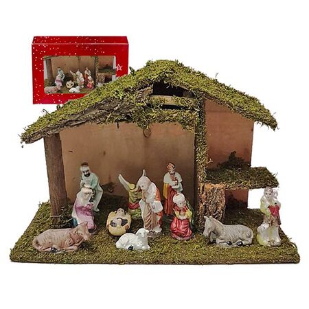 Xmasfest Φάτνη Ξύλινη Πολύ Μεγάλη 11 Φιγούρες 37x24cm 113938