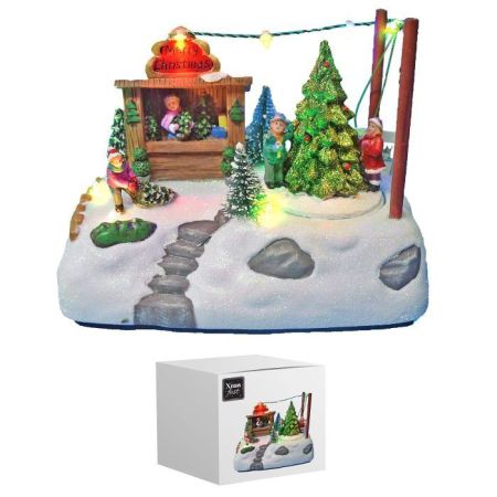 Xmasfest Χριστουγεννιάτικο Χωριό Με Κιόσκι Και Δέντρα 18x12x11cm 1133481 93-3461