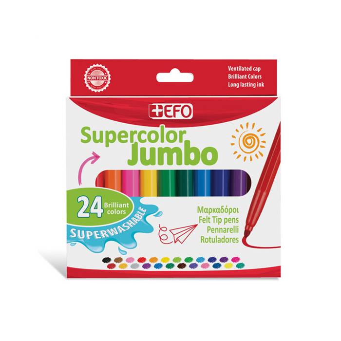 EFO Μαρκαδόροι Πλενόμενοι Ζωγραφικής Supercolor Jumbo 24 Τεμ.