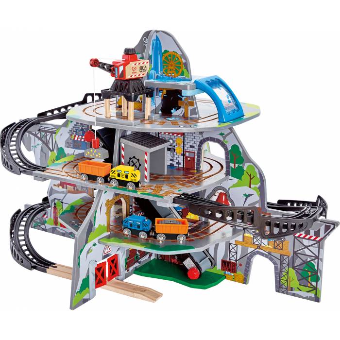 Hape Mighty Mountain Mine - Σιδηρόδρομος Στο Βουνό Με Τούνελ, Γέφυρα, Γερανό, Ιμάντα Μεταφοράς & Σταθμό Επισκευής
