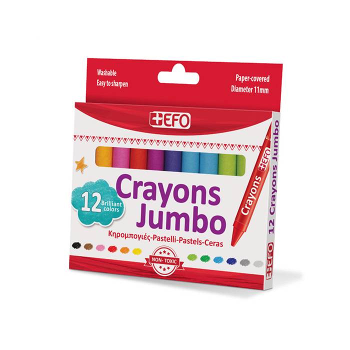 EFO Κηρομπογιές Crayons Jumbo 12 Τεμ.