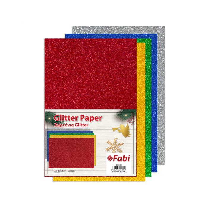 Fabi Μπλοκ Χαρτόνια Glitter A4 5 Φύλλα Mix