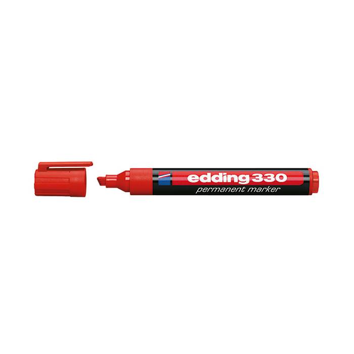 Edding 330 Μαρκαδόρος Ανεξίτηλος Με Πλακέ Μύτη Κόκκινο