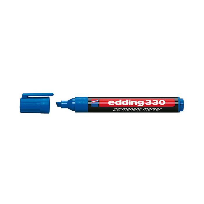Edding 330 Μαρκαδόρος Ανεξίτηλος Με Πλακέ Μύτη Μπλε