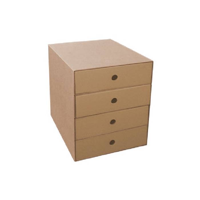 Metron Αρχειοθήκη Οικολογική Με Τρύπες 4 Συρταριών Κραφτ