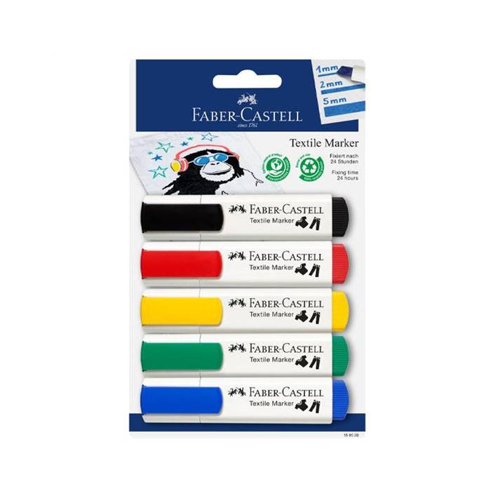 Faber Castell Μαρκαδόροι Υφάσματος Blister 5 Τεμ.