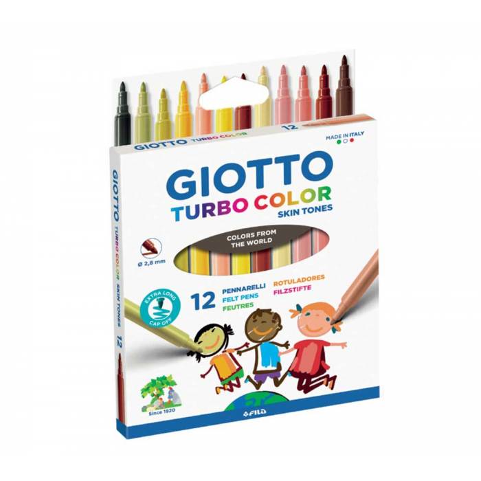Giotto Μαρκαδόροι Πλενόμενοι SKINTONES Turbo Color 12 Τεμ.