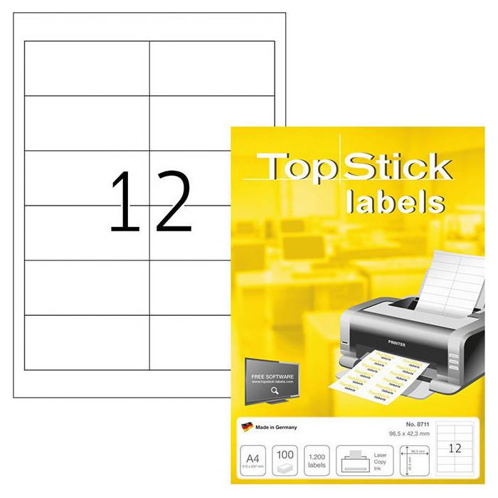 Top Stick Ετικέτες Α4 8711 96,5 x 42,3 mm