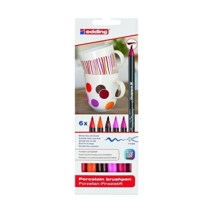 Edding 4200 Porcelain Brushpen Warm Μαρκαδόρoι Πινέλο Πορσελάνης 4mm 6τμχ