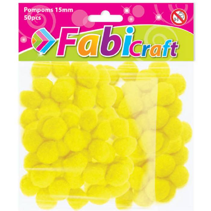 Fabi Πομ-Πομς Χειροτεχνίας 1,5cm Κίτρινο 50 Τεμ.