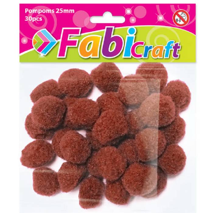 Fabi Πομ-Πομς Χειροτεχνίας 2,5cm Καφέ 30 Τεμ.