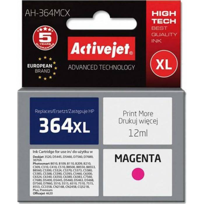 Activejet Μελάνι Συμβατό HP 364XL H-364MCX CB324EE Magenta 12ml