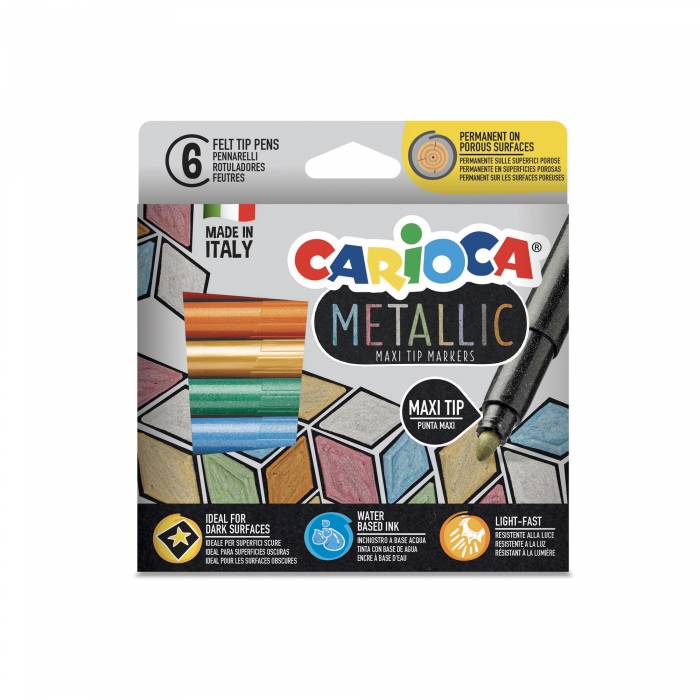 Carioca Μαρκαδόροι Ζωγραφικής Metallic Maxi Tip 6 Τεμ. 43161