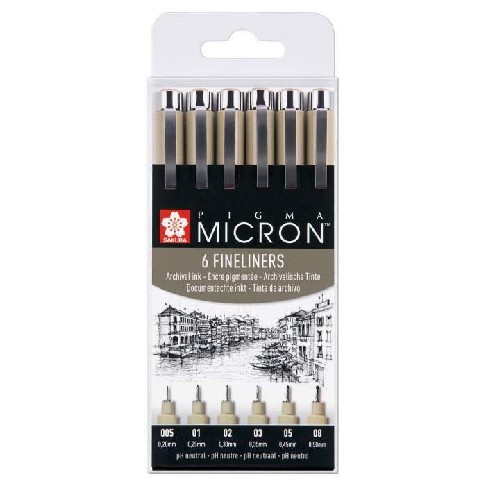 Royal Talens Sakura Μαρκαδόροι Ζωγραφικής Pigma Micron Black 6 Τεμ.