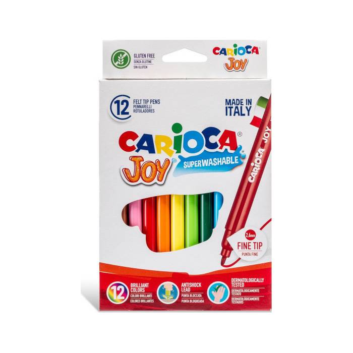 Carioca Μαρκαδόροι Πλενόμενοι Ζωγραφικής Joy Fine Tip 12 Τεμ.