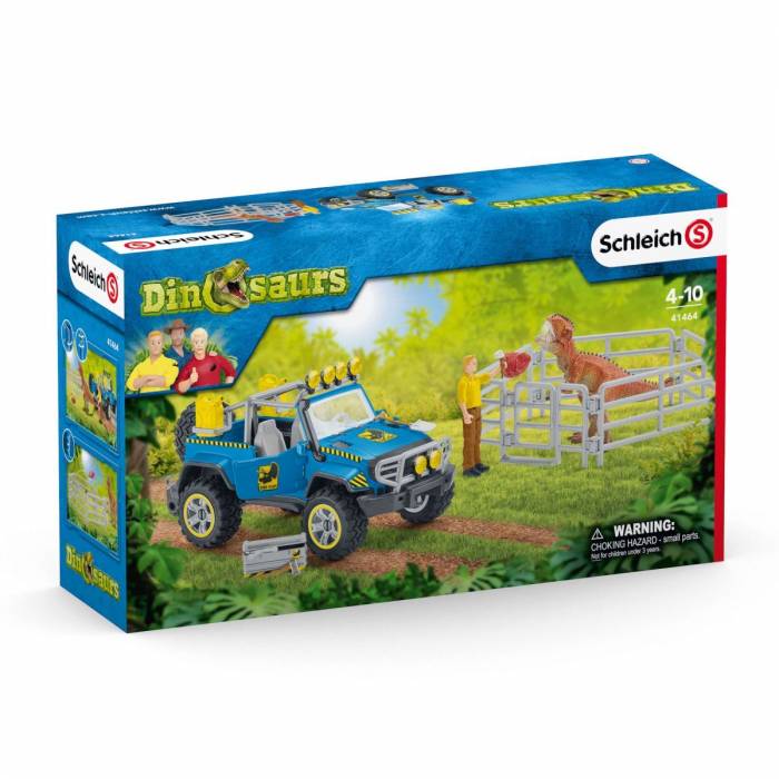 Schleich Σετ Παιχνιδιού Όχημα Off Road Και Κάγκελα Φυλάκισης Δεινοσαύρων