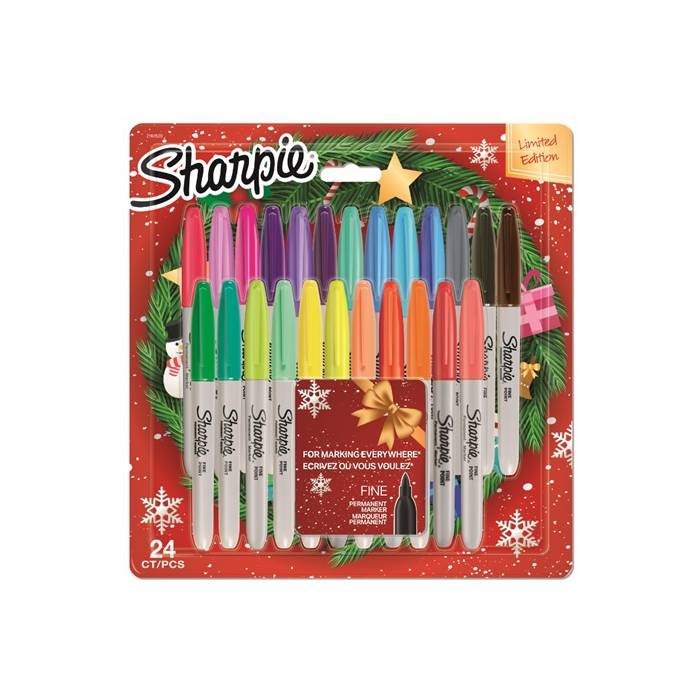 Sharpie Μαρκαδόροι Ζωγραφικής Neon Permanent Markers Fine 0.9mm Blister Xmas 24 Τεμ.