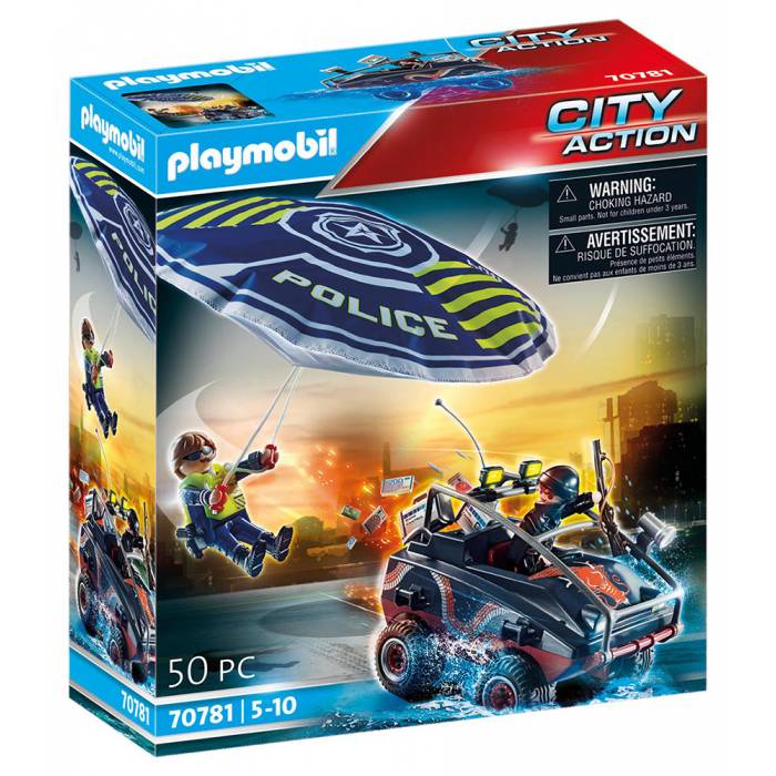 Playmobil 70781 Καταδίωξη Αμφίβιου Οχήματος Από Αστυνομικό Αλεξίπτωτο