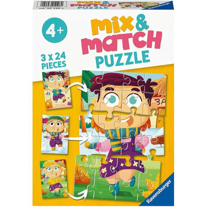 Ravensburger Παζλ 3x24τεμ. Mix & Match Πολύχρωμα Ρούχα 05196