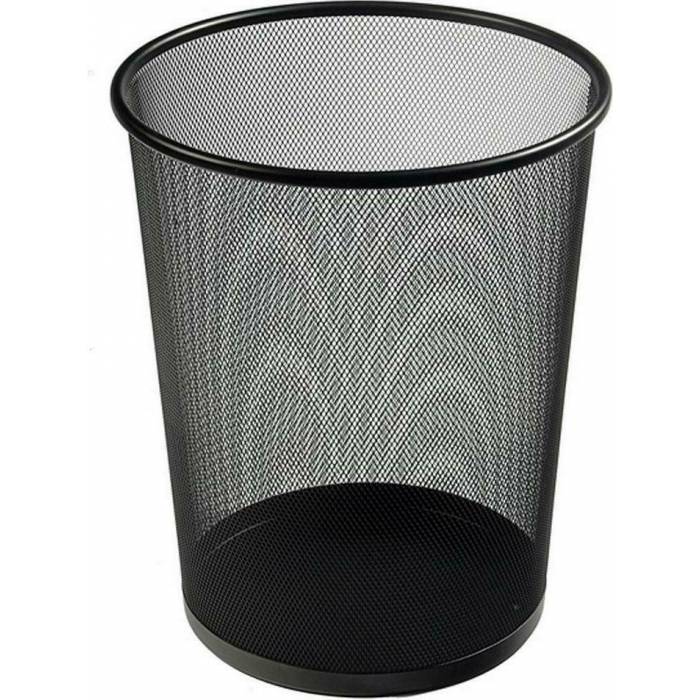 Μεγάλο Καλάθι Κάδος Αχρήστων Μεταλλικό Συρμάτινο Μαύρο 30Ø x 34cm Ύψος