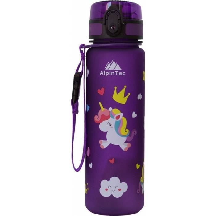 AlpinTec Πλαστικό Παγούρι Unicorn Μωβ 500ml
