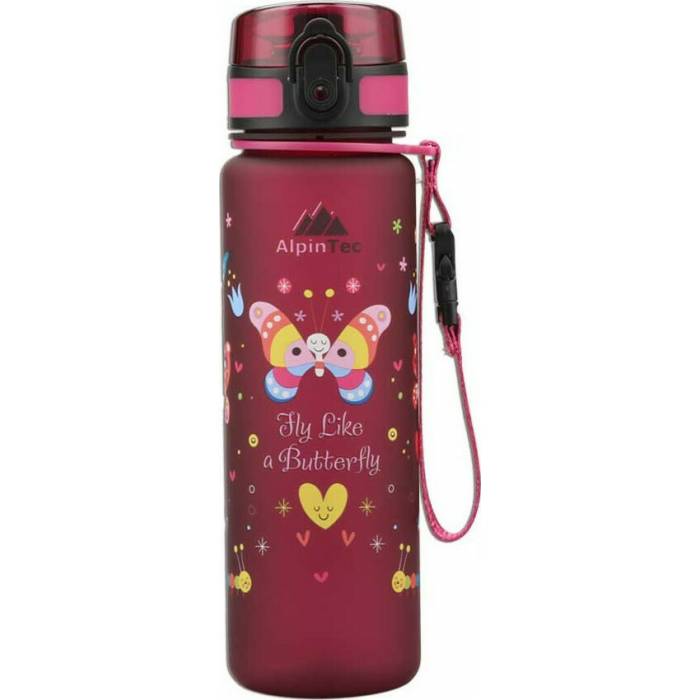 AlpinTec Πλαστικό Παγούρι Butterfly Μπορντό 500ml