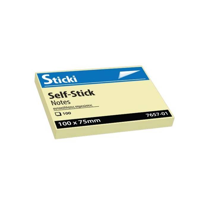 Sticki Αυτοκόλλητα Χαρτάκια 75x100mm Κίτρινα 100Φ.