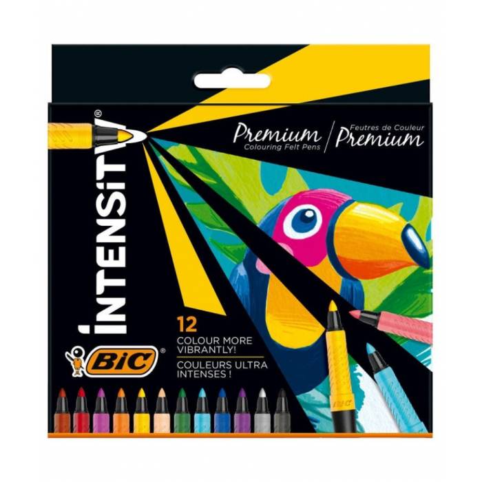 BIC Μαρκαδόροι Ζωγραφικής Intensity Premium Colouring Felt 12 Τεμ.