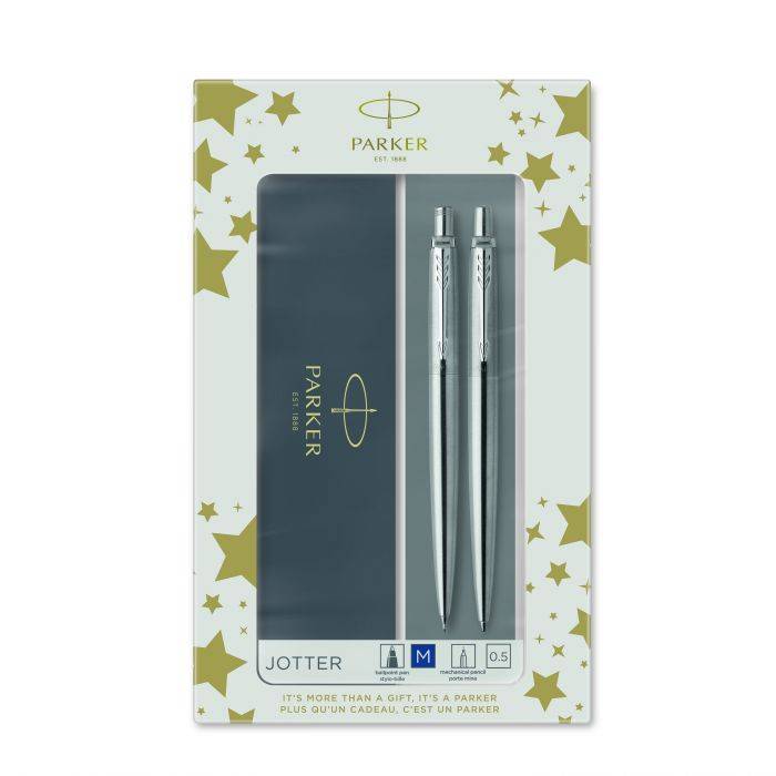 Parker Set Κασετίνα Δώρου Στυλό Jotter Core Duo Stainless Steel Ballpoint & Mechanical Pencil CT