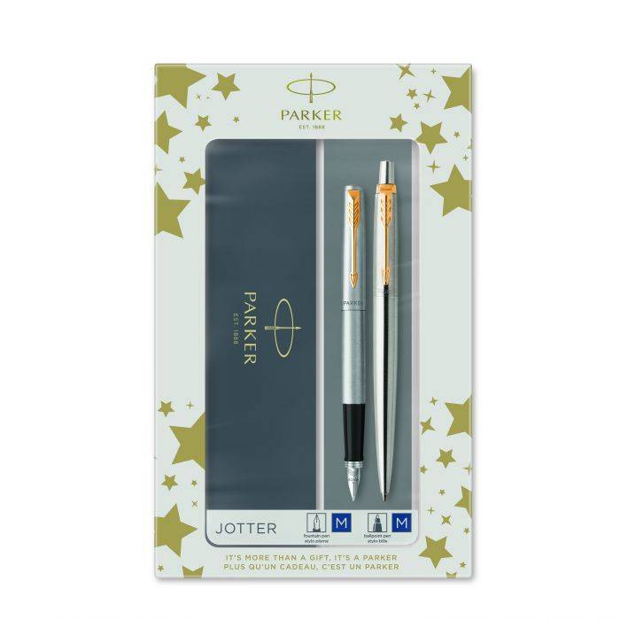 Parker Set Κασετίνα Δώρου Στυλό Jotter Core Duo Stainless Steel GT Ballpoint & Πένα Fountain Pen