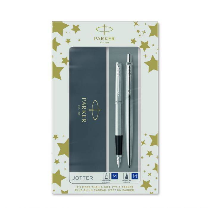 Parker Set Κασετίνα Δώρου Στυλό Jotter Core Duo Stainless Steel CT Ballpoint & Πένα Fountain Pen CT