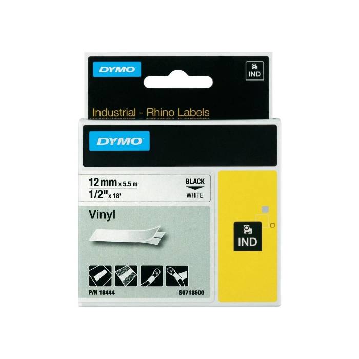 Dymo Κασέτα Ετικετογράφου Rhino 12mmX5.5m Vinyl Tape White 18444