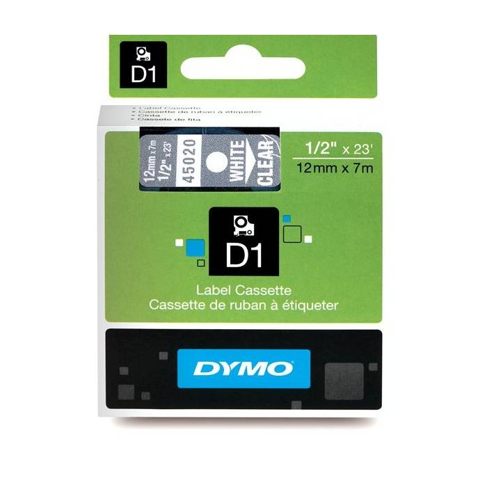 Dymo Κασέτα Ετικετογράφου D1 45020 12mmX7m White On Clear