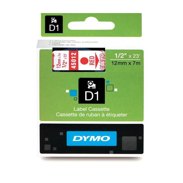 Dymo Κασέτα Ετικετογράφου D1 45012 12mmX7m Red On Clear