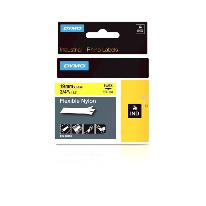 Dymo Κασέτα Ετικετογράφου Rhino 19mmX3.5m Flexible Nylon Tape Yellow 18491