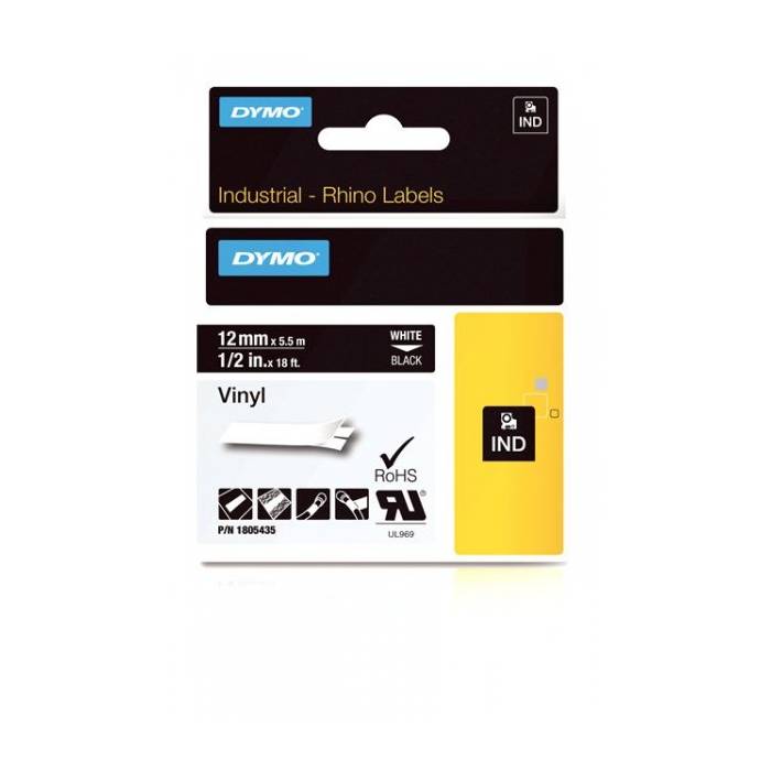 Dymo Κασέτα Ετικετογράφου Rhino 12mmX5.5m Vinyl Tape Black 1805435