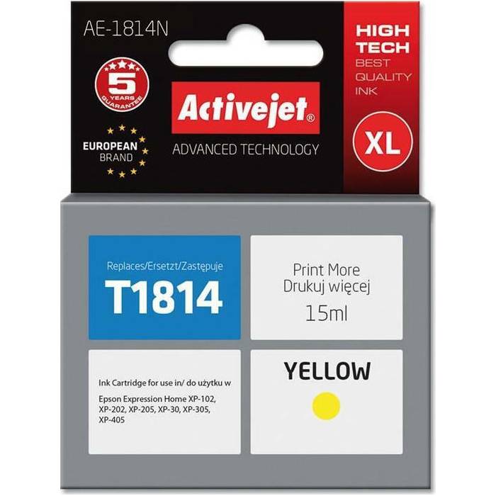 Activejet Μελάνι Συμβατό Epson T1814 C13T181440 Yellow 15ml