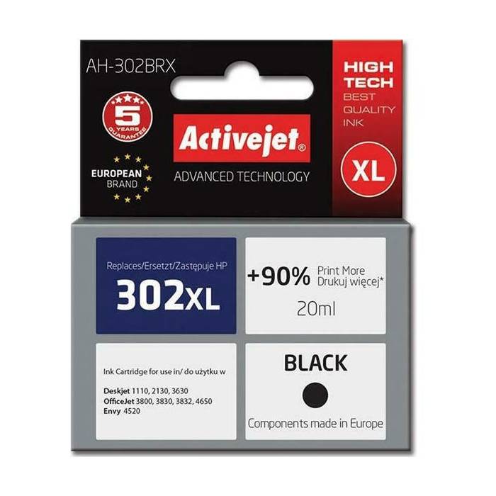 Activejet Μελάνι Συμβατό HP 302XL F6U68A Black 20ml