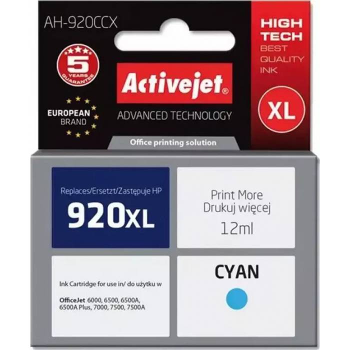 Activejet Μελάνι Συμβατό HP 920XL CD972AE Cyan 12ml
