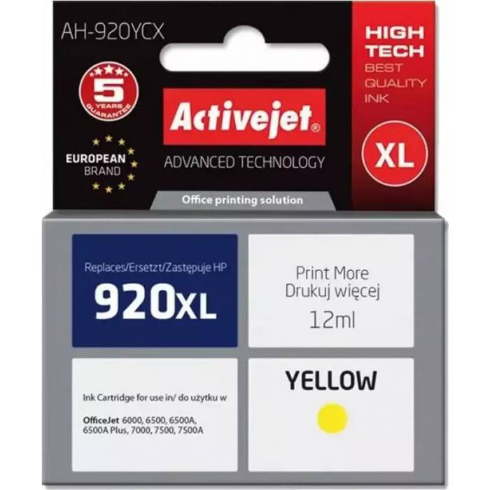 Activejet Μελάνι Συμβατό HP 920XL CD974AE Yellow 12ml