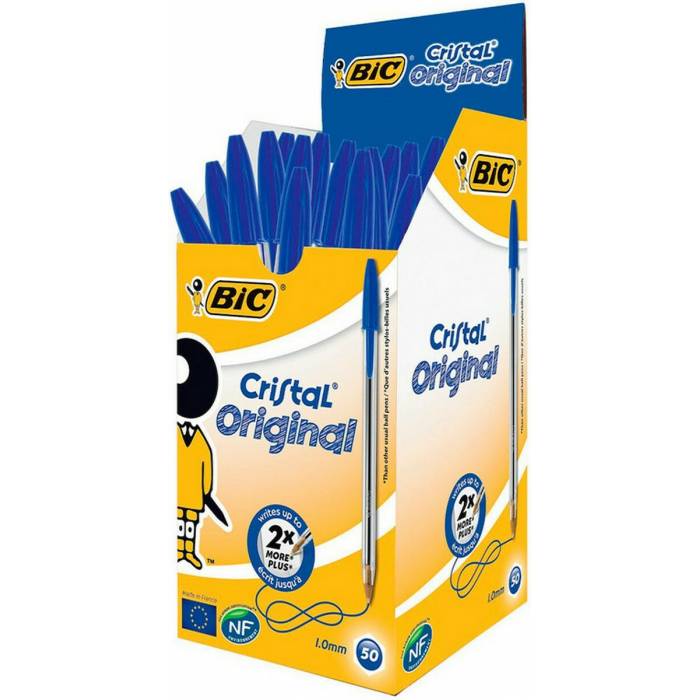 BIC Στυλό Διαρκείας Cristal Medium Μπλε 1,0mm Κουτί 50 Τεμ.