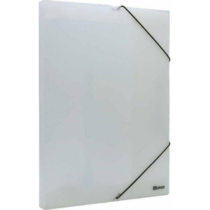 Metron Κουτί Αρχείου Με Λάστιχο 25x35x3cm Πλαστικό Διάφανο Λευκό